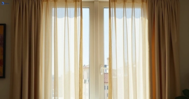 Dull dusty drapes in durack before professional cleaning